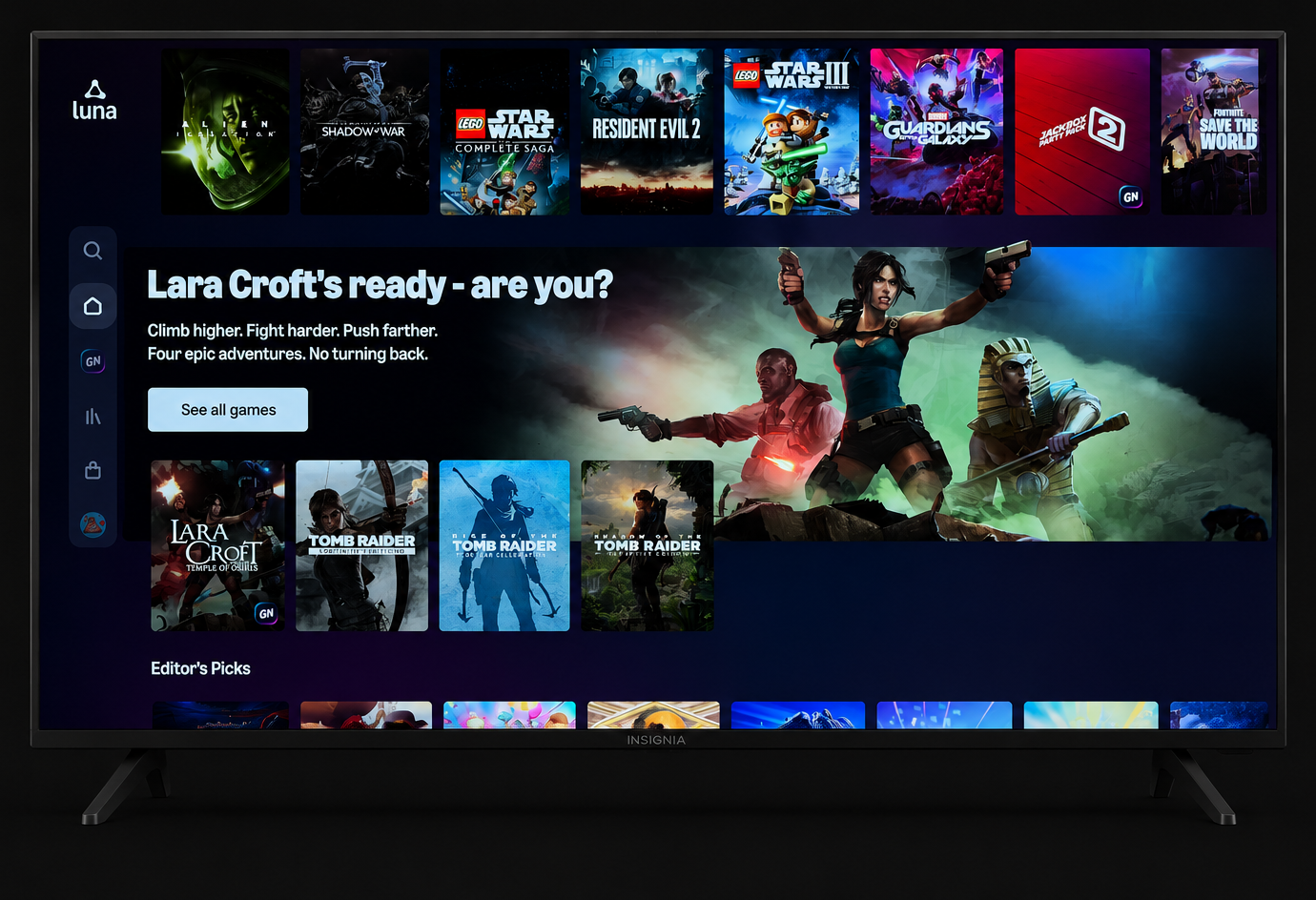 Luna GameNight home screen on Fire TV.